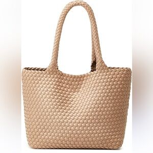 Woven Tote Bag Womens Purse: Vegan Leather Shoulder Handbags